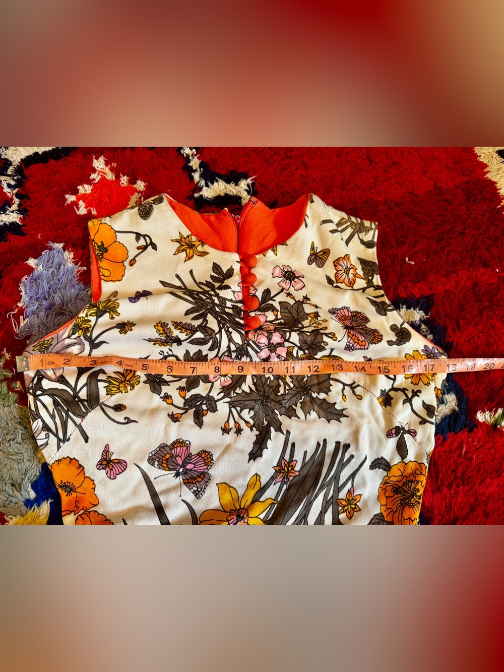 70s Vintage Butterfly Print Hostess Set Jumpsuit Sz Sm - Picture 7 of 13